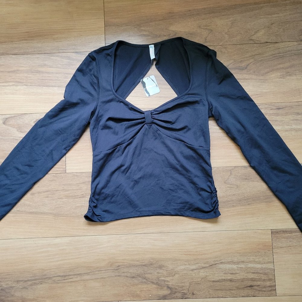 NWT Free People Movement Long Sleeve Open Back Top